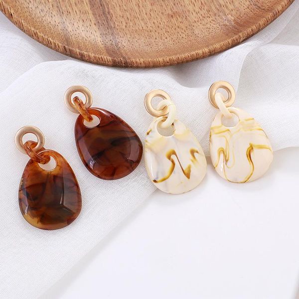 

aensoa trendy korean acrylic drop earrings for women unique brown white resin water drop statement earrings party jewelry gift, Silver