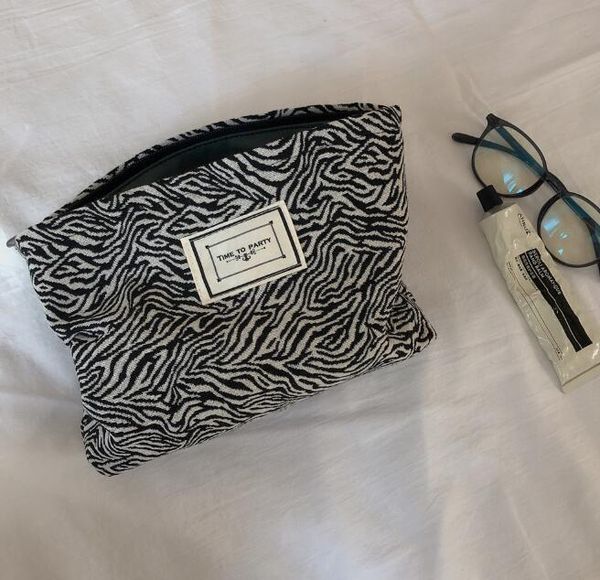 

30pcs women canvas cow leopard prints large capacity cosmetic bag