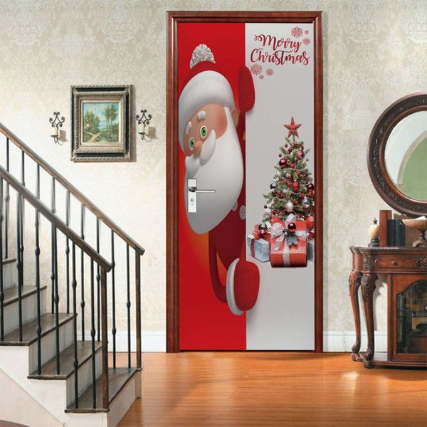

amj santa claus decoration 3d simulation door wall sticker gift christmas tree