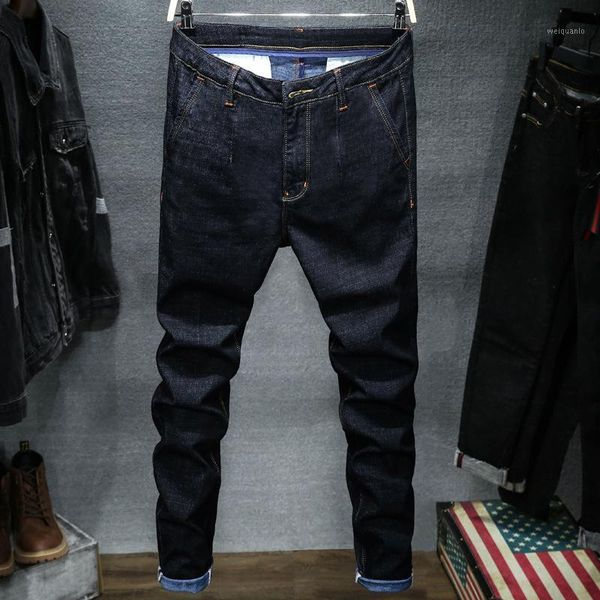 

men's black skinny jeans spring autumn solid slim denim jeans cowboy trousers men cotton elastic long size 361, Blue