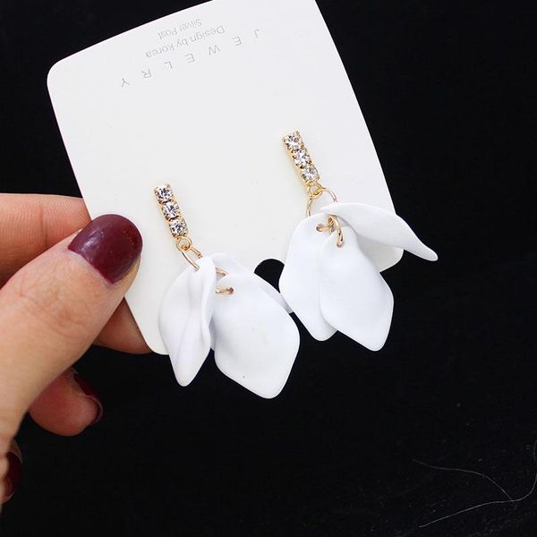 

stud shiny side leaves earrings for women simple style crystal, Golden;silver
