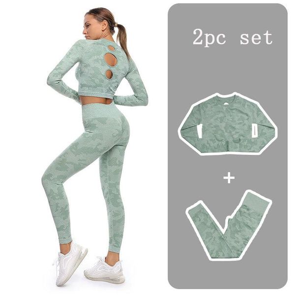 

yoga outfits hollow camouflage print women seamless set fitness tant sport suit gym female workout running sportswear, White;red