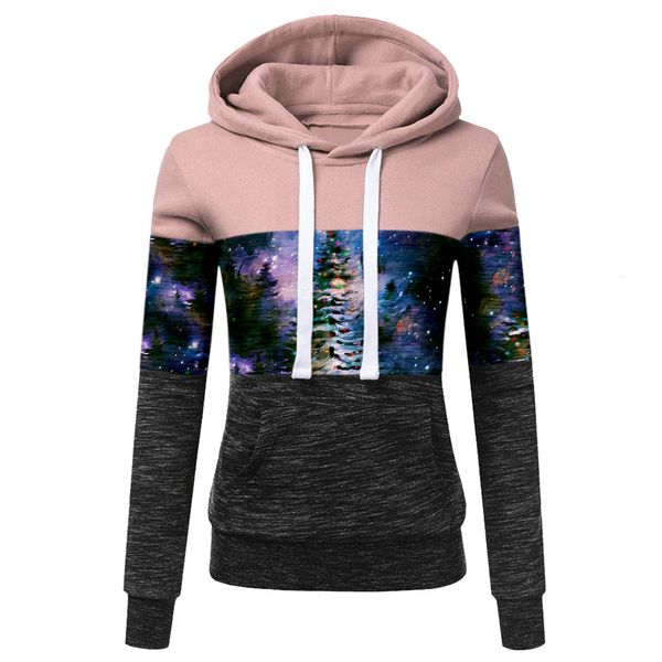 

printing christmas 2021 new plus velvet colours combined hoodie cord sweater s7k1, Black
