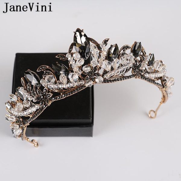 

hair clips & barrettes janevini vintage black rhinestone wedding bridal tiaras and crowns princess headwear women jewelry accessories 2021, Golden;silver