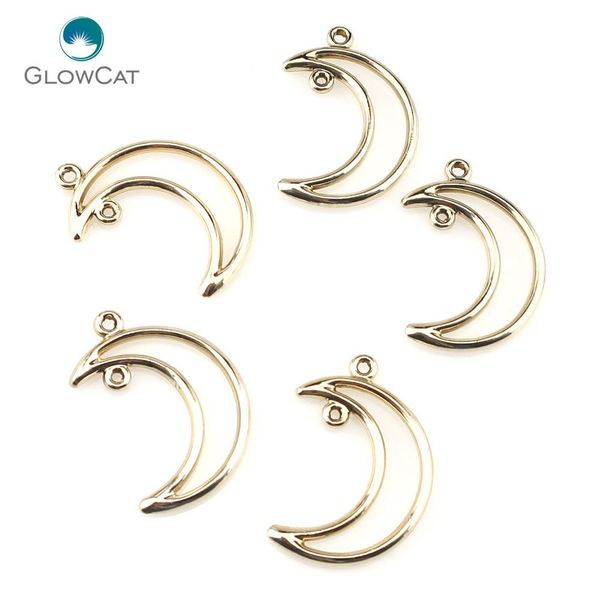 

5pcs/lot kc gold tone alloy beauty moon hollow out charm frame jewelry finding making 22377 wmttup, Silver