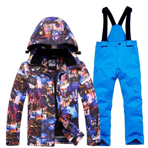 

skiing suits children's ski suit girls boys clothes thickened split windproof waterproof snow town equipment1