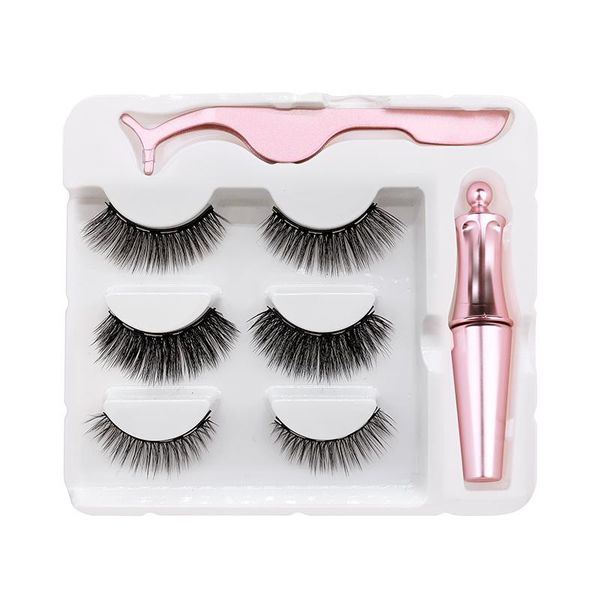

false eyelashes magnet lashes magnetic 3d mink reusable liquid eyeliner&magnetic &tweezer set