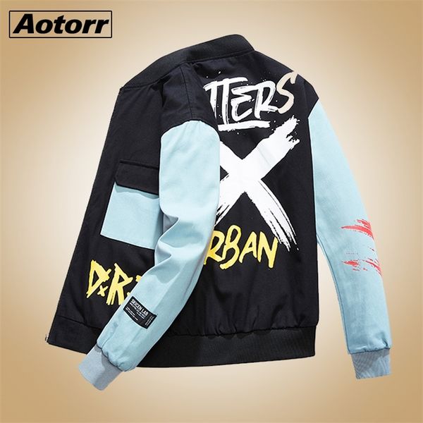 

new patchwork men bomber jacket male casual slim windbreaker fashion outwear thin hooded brand coat spring autumn clothing 201218, Black;brown