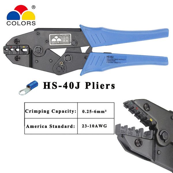Обжимные плоскогубцы HS-40J для пробки / трубки / изоляции / неизоляционные / обжимные кепки / коаксиальные кабельные клеммы набор 230 мм Инструменты зажима Y200321