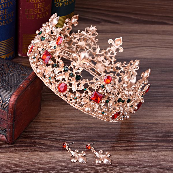 

2021 vintage baroque bridal tiaras accessories gold/silver colorful crystals princess headwear stunning wedding tiaras and crowns12148, Slivery;golden