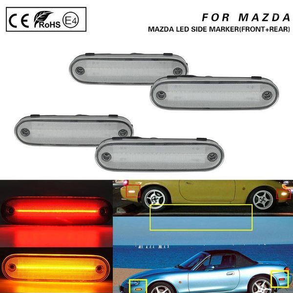 

emergency lights 4pcs front+rear led side marker light driver corner/park lamp for miata mx-5 90-97 99-05 amber+red1