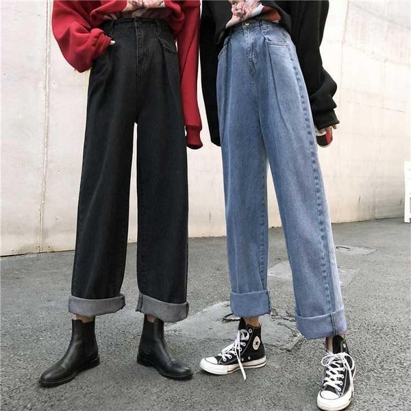 

early spring 2020 ins turnip pants retro high-waisted skinny baggy leg jeans1, Blue