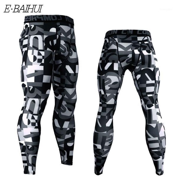 

men's pants e-baihui men's 2021 sports high waist tight trousers running fitness camouflage gym training1, Black