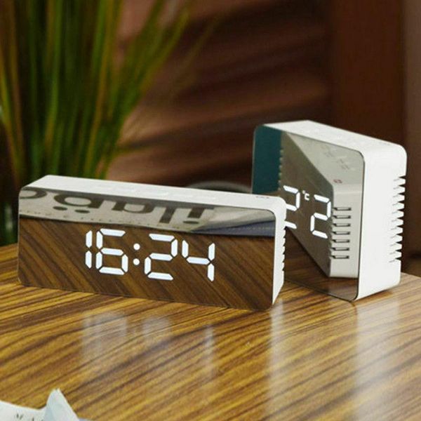 

other clocks & accessories led mirror alarm clock with dimmer snooze temperature function for bedroom office travel digital home decoration