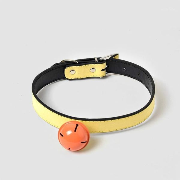 

pet supplies leather adjustable collar dog cat bell collar solid cute leather pet collars supplies products bells collars1