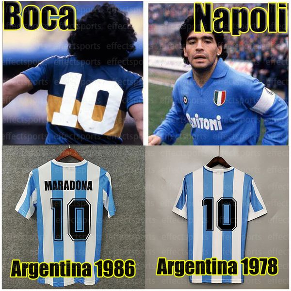 

in stock 1978 1986 argentina diego maradona napoli home soccer jersey retro version naples 86 78 boca juniors football shirt, Black;yellow