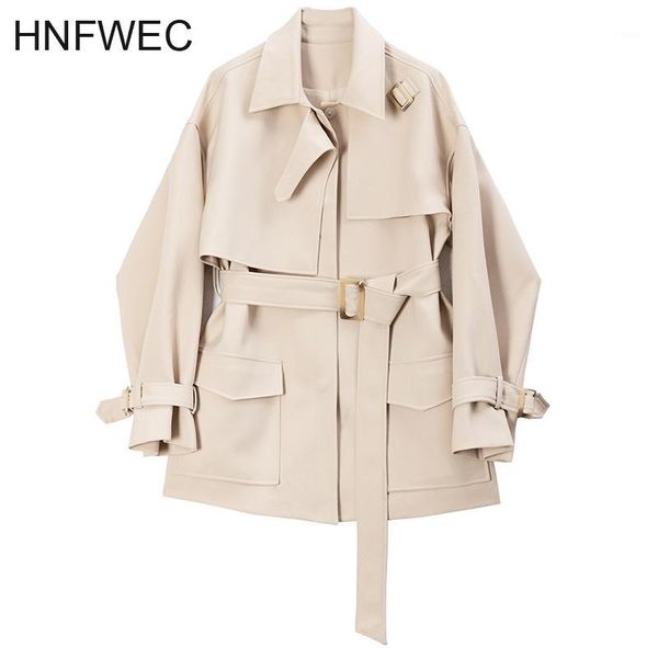 

women pocket split bandage big size trench new lapel long sleeve loose fit windbreaker fashion tide spring 2020 v8961, Tan;black