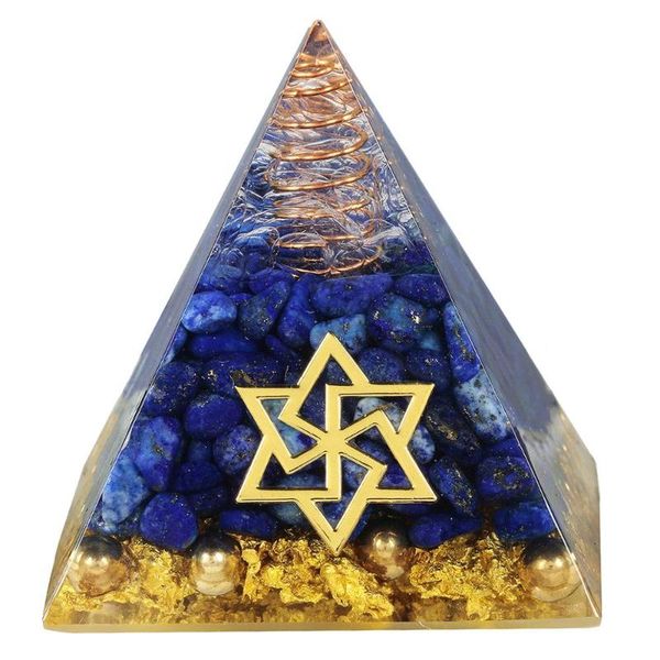 

tumbeelluwa orgonite pyramid healing chakra natural stone energy generator gabriel enhance creative resin crystal jewelry decor, Pink;blue