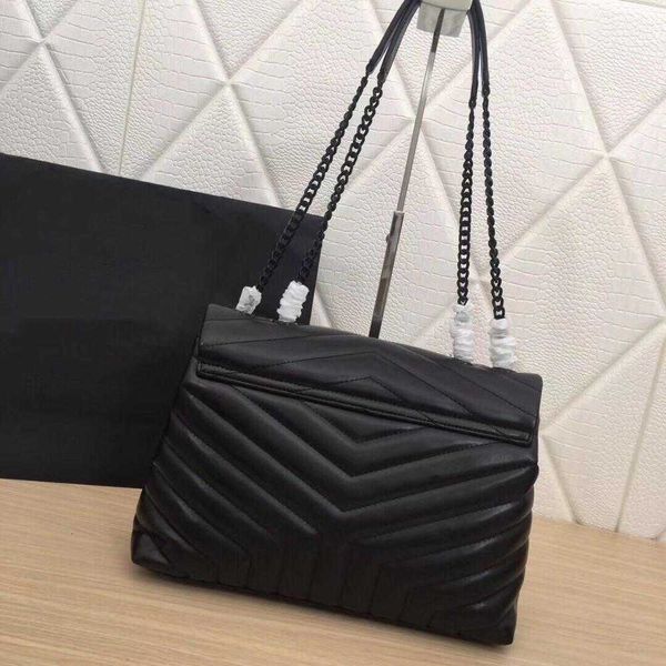 

black lambskin leather women bag r original handbags square fat loulou chain crossbody real large-capacity quality messenger