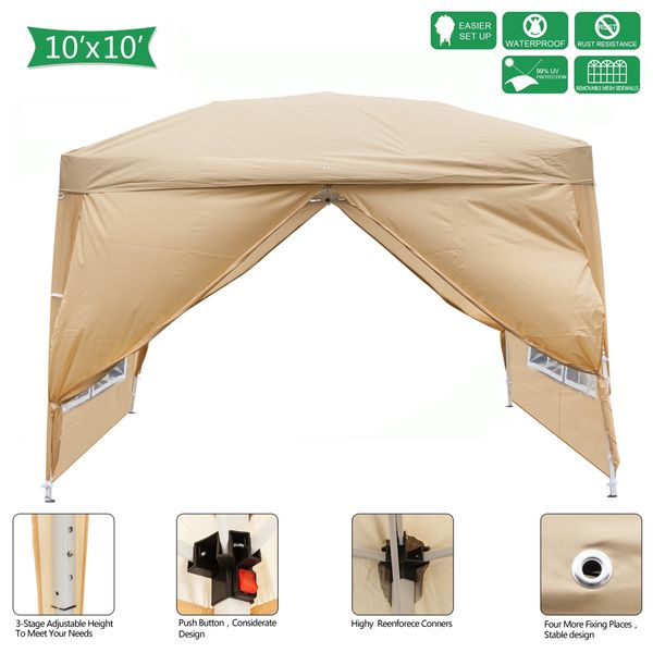 

10x10 ft pop up wedding party tent 3x3m waterproof folding gazebo pavilion cater canopy with 2 windows and 2 doors us stock