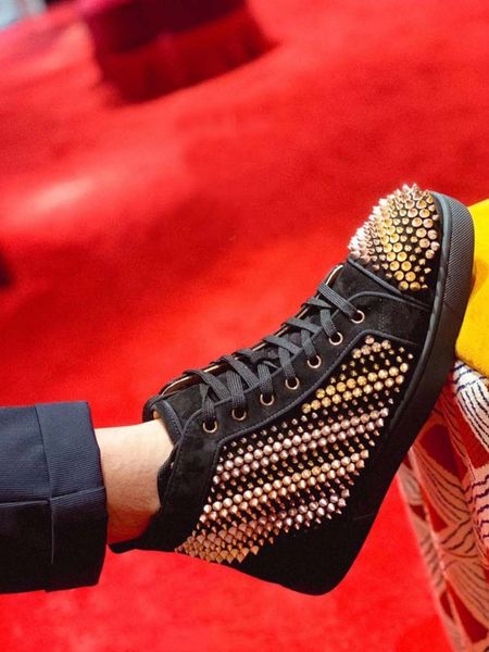 

элегантный galvalouis spikes кроссовки высокие топы красная нижняя обувь, супер качество вечеринка свадебные платье любители повседневные пр, Black