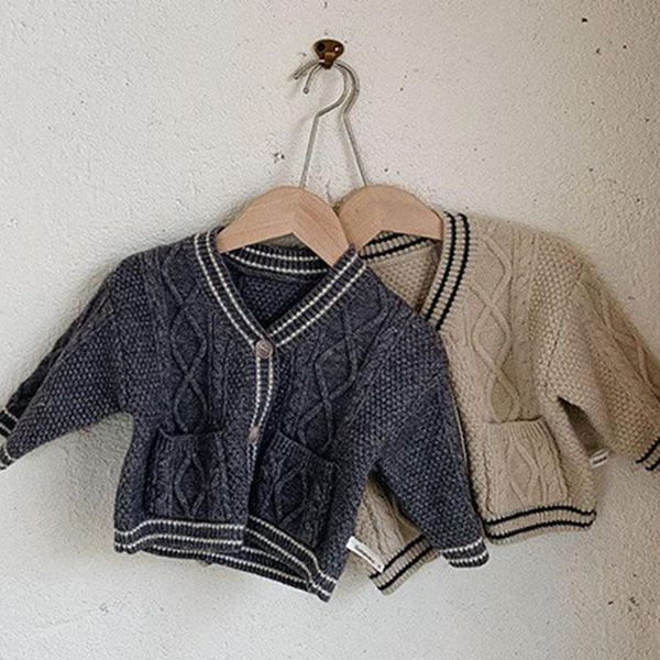 

pullover baby born boys girls cardigan sweater autumn and winter stripe jacquard knitting outwear korean children's clothing christmas, Blue