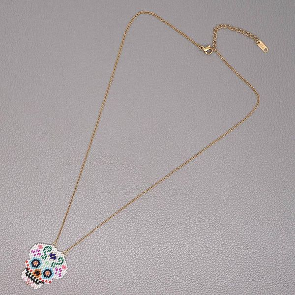 

go2boho череп ожерелье подвеска для женщин miyuki ожерелье хэллоуин подарок для друзей boho handmade woven choker 2020 новый ювелирные издел, Bronze;silver