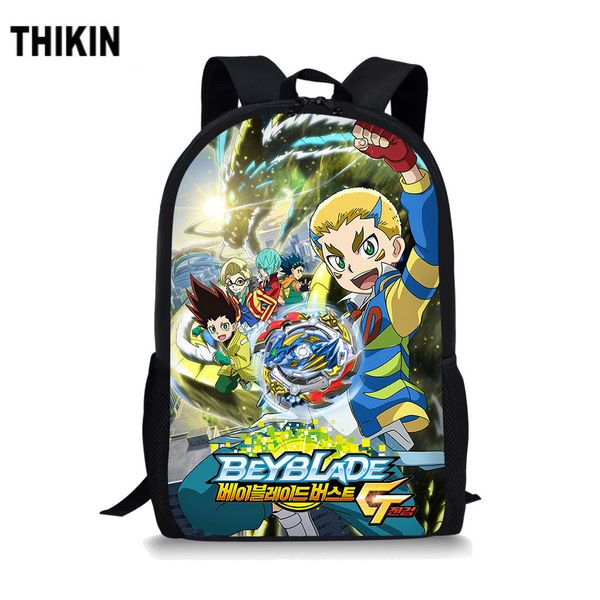 

thikin anime beyblade print school bags for teen boys backpack classic cartoon pattern book bag kids cool daily mochila custom y200706