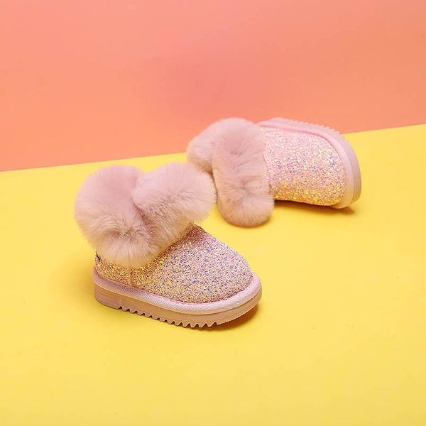

2020 new winter 1-3y baby boots girls snow boots toddler shoes infant shoes baby shoes princess infant boots sequin ankle boot, Black;grey