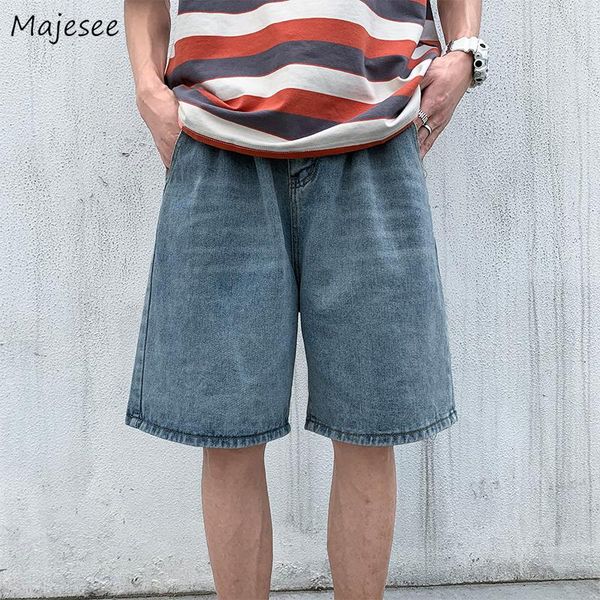 

men's jeans men knee length loose straight denim hole hollow out casual all-match simple korean style button ulzzang chic est, Blue