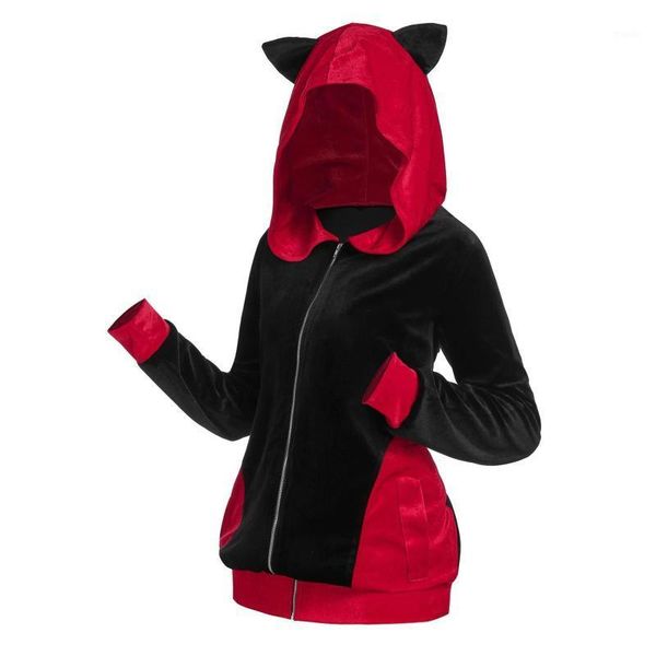 

women's hoodies & sweatshirts 2021 women's long sleeve cosplay faux insert zipper hooded sweatshir female hoody pullover 1, Black