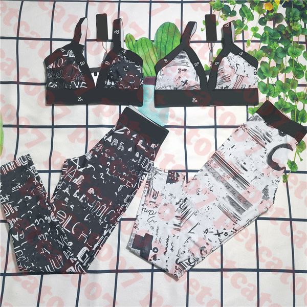 

womens brand yoga set letter print bikini trendy sling sportswear outdoor ladies swimsuit two colors