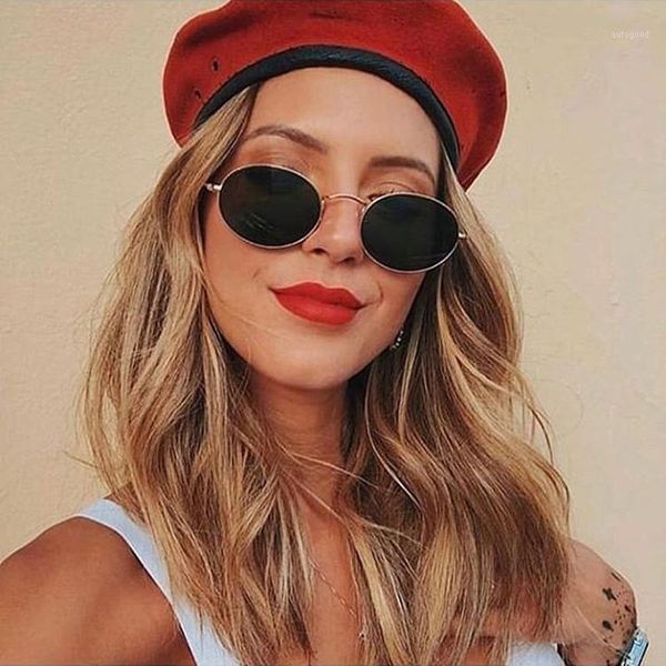 

sunglasses vintage small oval women/mans brand designer female male candy color alloy mirror street beat oculos1, White;black