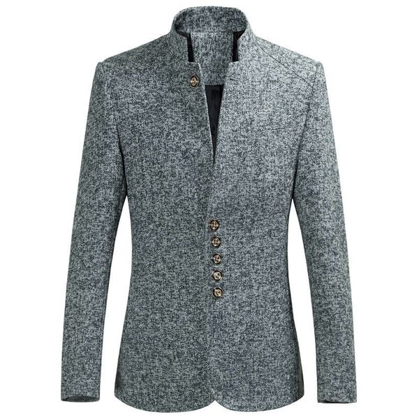 

new style men's autumn and winter large size slim standing collar suit, White;black