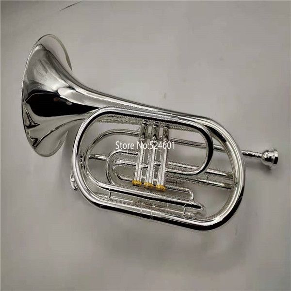 Alta qualidade marching trombone chifre bb tune sliver plated instrumento musical profissional com case frete grátis