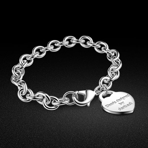 

925 sterling silver heart brand bracelet female classic all-match temperament fashion a birthday present wholesale jewelry q1201, Black