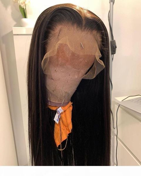 

13x4 #1 long 18-24 straight wig lace front human hair wigs for women black color 130% natural plucked remy brazilian lace wigs, Black;brown