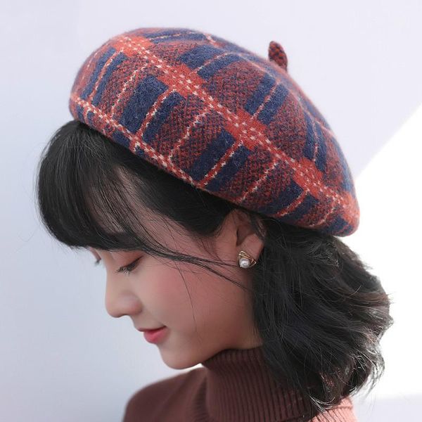 

wool beret korean version of the forest painter hat ladies autumn and winter woolen ethnic style beret hat outdoor, Black