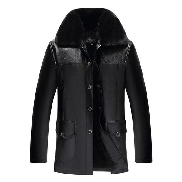 

men's fur & faux leather jacket men,men winter leather,faux coat men,coat men,leather jacket,men jackets and coats, Black