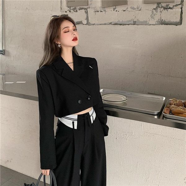 

wanyucl autumn suit women new loose black suit jacket high waist wide leg pants european and american two-piece female1, White