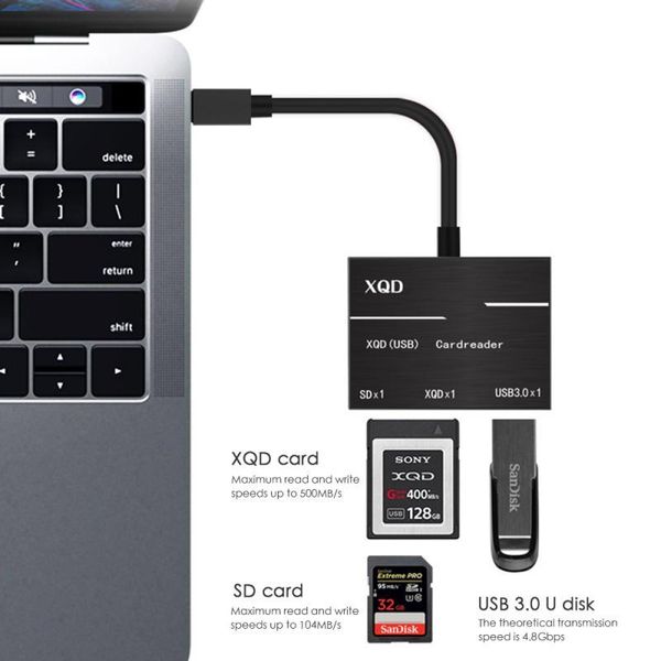 

cell phone adapters high speed usb3.0 usb-c type-c to xqd/sd flash memory card reader for lapultra fast