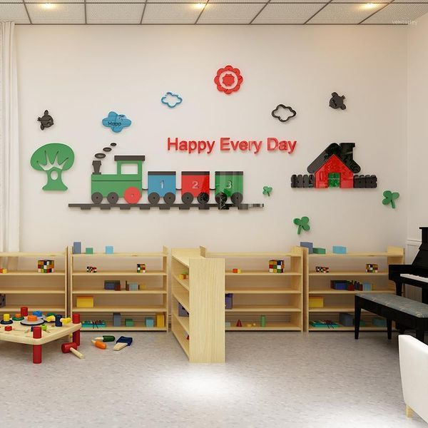 

wall stickers cartoon train diy for kids room bedroom decoration 3d acrylic sticker mural decals poster art home decor1