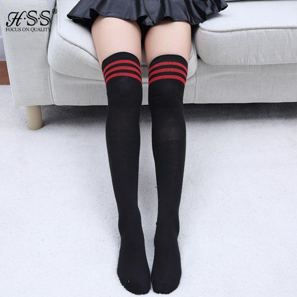 

women's warm over knee tights stockings thigh high for women girl striped stockings compression stockings medias wmtina, Black
