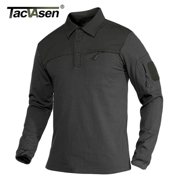 

Tacvasen men's long sved military T-shirt, Army Tactical Combat club, with pocket and zipper, Airsoft, for shooting, loading work, golf, White;black
