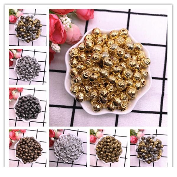 

new 6mm 8mm flower ball abs beads gold/silver plated spacer beads for jewelry making diy charms qylxns