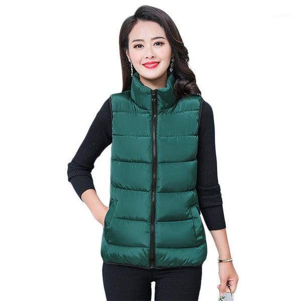 

women's vests down cotton vest jacket women short slim sleeveless coats 2021 autumn winter korean fashion green warmth feminina lr9851, Black;white