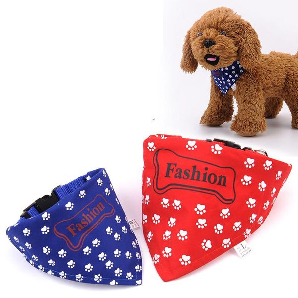 

dog collars & leashes nylon adjustable footprints cat bib saliva towel scarf collar pet jewelry bow tie for small dogs teddy
