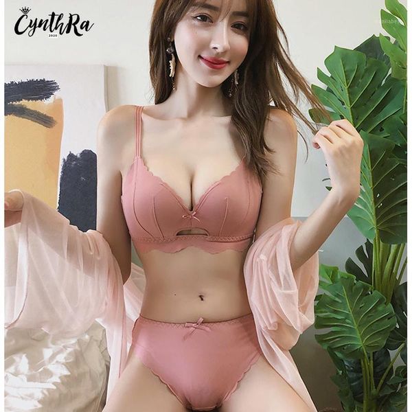 

cynthra wireless bra beautiful back push up bralette set nylon lingerie female adjustable underwear suit for girl, Red;black