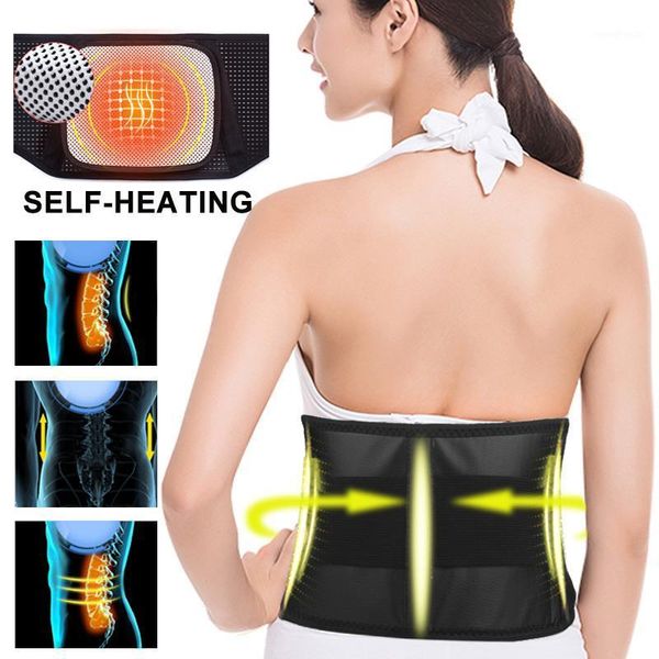 

waist support protection belt office worker body care brace self-heating back warmer magnetic adjustable therapy sports safety1, Black;gray