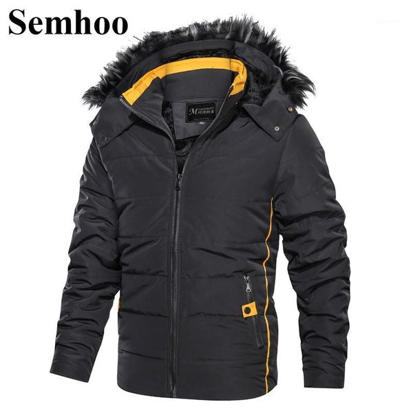 

2019 winter new men's thick warm cotton coat casual hooded simple solid color windproof men's parkas jacket large size l---3xl1, Black